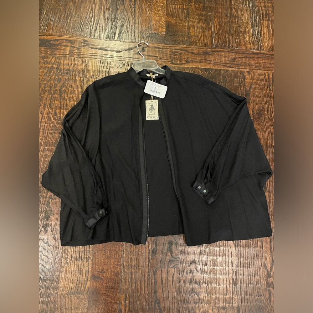 Easel Black Cropped Jacket | Lightweight Layering Piece | Boho Minimal Style